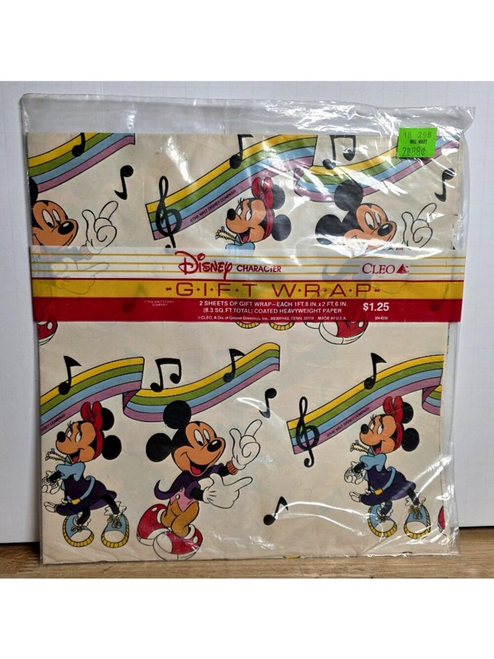 Vintage Cleo Disney Mickey & Minnie Mouse Gift Wrap Paper NEW SEALED Collectible